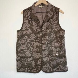 Focus Women’s M Brown Floral Quilted Button Down Sleeveless Vest Y2K lightweight